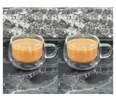Yz Home 2 Li Çift Cidarlı Cidar Cam Kulplu Bardak Kupa 150ml