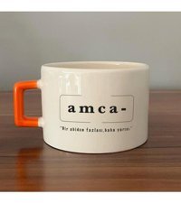 Mor Mürekkep Amca Baskılı Turuncu Kulplu C Fincan