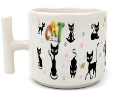Mor Mürekkep Cat Love Baskılı Beyaz Kulplu T Kupa