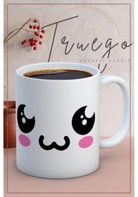Truego Baskılı Kupa Bardak Seramik Mug - Üzgün Emoji
