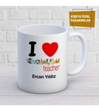 Mekstore Beyaz İsim Yazılı İngilizce Öğretmen Kupa