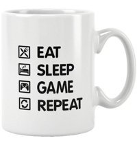 Qoeuyl Boutique Eat Sleep Game Repeat Baskılı Kupa Bardak