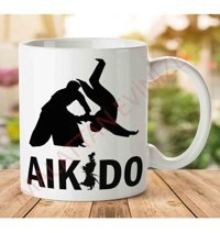 Art Hediye 1-917 Aikido Dövüş İki Tarafı Baskılı Kupa Bardak
