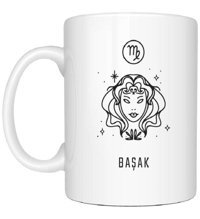 Mor Mürekkep Kişiye Özel Başak Burcu Ve İsimli Beyaz Kupa