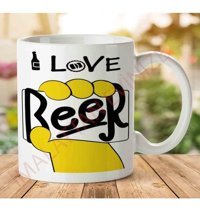 Art Hediye I Love Beer Tasarım İki Tarafı Baskılı Kupa Bardak