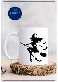 Truego Baskılı Kupa Bardak Seramik Mug - Süpürgeli Cadı