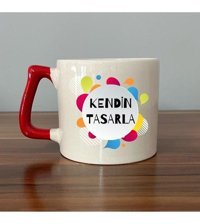 Mor Mürekkep Kendin Tasarla Kırmızı Kulplu D Kupa
