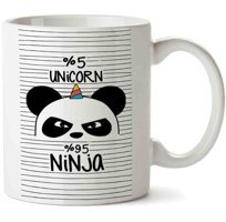 Art Hediye Panda Unicorn Ninja İki Tarafı Baskılı Kupa Bardak