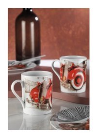Kütahya Porselen Forest 2 Kişilik Mug Seti Kırmızı