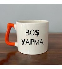 Mor Mürekkep Boş Yapma Baskılı Turuncu Kulplu D Kupa