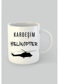 Baskıtech Beyaz Kardeşim Helikopter Baskılı Porselen Kupa