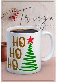 Truego Baskılı Kupa Bardak Seramik Mug - Yılbaşı Ho Ho Ho
