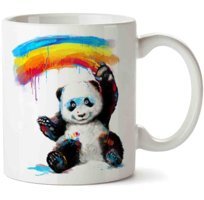 Art Hediye Panda Gökkuşağı İki Tarafı Baskılı Kupa Bardak