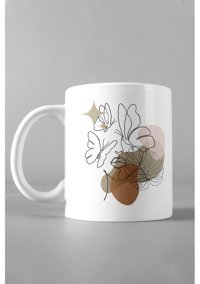 Hediyexpres Minimal Kadın Çizim2 Çay Kahve Çorba Kupası
