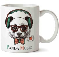 Art Hediye Panda Music Müzik İki Tarafı Baskılı Kupa Bardak