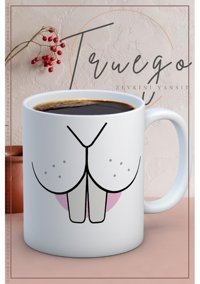 Truego Baskılı Kupa Bardak Seramik Mug - Tavşan Diş