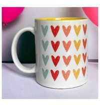Heg Store Renkli Kalpli Desenli Baskılı Kupa