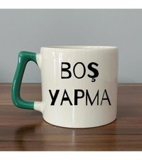 Mor Mürekkep Boş Yapma Baskılı Yeşil Kulplu D Kupa