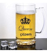 Hayaller Dükkanı Kişiye Özel Bira Bardağı Baskılı Kraliçe
