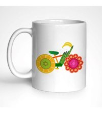 İkitekermarket Organik Bisiklet Temalı Beyaz Kupa Bardak Mug