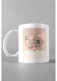 Hediyexpres Minimal Kadın Çizim Çay Kahve Çorba Kupası