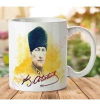 Art Hediye 1-926 Atatürk Sarı İki Tarafı Baskılı Kupa Bardak