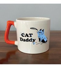 Mor Mürekkep Cat Daddy Baskılı Turuncu Kulplu D Kupa