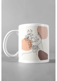 Hediyexpres Minimal Kadın Çizim4 Çay Kahve Çorba Kupası