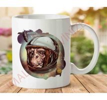 Art Hediye Astronot Maymun İki Tarafı Baskılı Kupa Bardak
