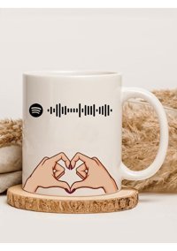 Truego Kişiye Özel Spotify Şarkı Kodlu Kupa Bardak El Kalp
