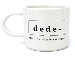 Mor Mürekkep Dede Baskılı Beyaz Kulplu U Kupa