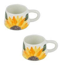 Erzi Kupa Bardak Seramik Ay Çiçeği Desenli 2'Li Set 200 ml