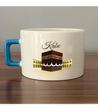 Mor Mürekkep Kabe Baskılı Mavi Kulplu C Fincan