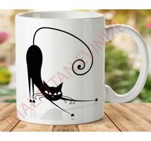 Art Hediye 1-263 Kedi Çizimli İki Tarafı Baskılı Kupa Bardak