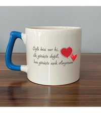 Mor Mürekkep Öyle Biri Var Ki Baskılı Mavi Kulplu D Kupa