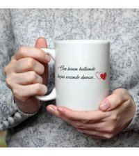 Mor Mürekkep Sen Benim Kalbimde Huzur Baskılı Beyaz Kupa