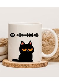 Truego Kişiye Özel Spotify Şarkı Kodlu Kupa Bardak Kedi