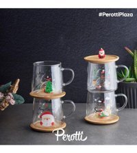 Perotti Felix Bambu Kapaklı Cam Kupa Yılbaşı-Noel