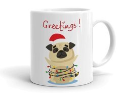 Mini Maker Kids Pug Yeni Yıl Tasarımlı Kupa Bardak
