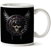 Art Hediye Battle Crest Skull İki Tarafı Baskılı Kupa Bardak