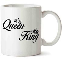 Art Hediye Queen King İki Tarafı Baskılı Kupa Bardak