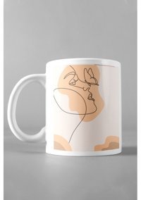 Hediyexpres Minimal Kadın Çizim5 Çay Kahve Çorba Kupası