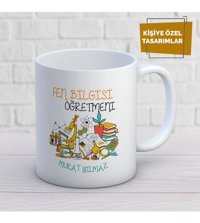 Mekstore Beyaz İsim Yazılı Fen Bilgisi Öğretmeni Kupa