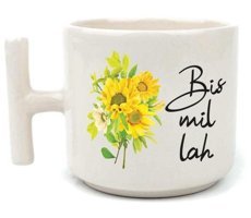 Mor Mürekkep Bismillah Baskılı Beyaz Kulplu T Kupa