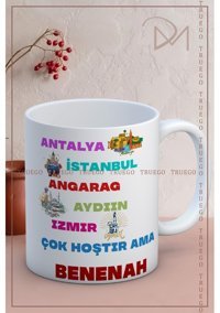 Truego Baskılı Kupa Bardak Seramik Mug - Benenah