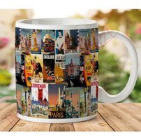 Art Hediye 1-439 Şehirler İki Tarafı Baskılı Kupa Bardak