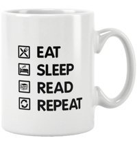 Qoeuyl Boutique Eat Sleep Read Repeat Baskılı Kupa Bardak