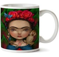 Art Hediye Frida Kahlo Maymun İki Tarafı Baskılı Kupa Bardak