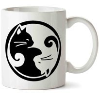 Art Hediye Ying Yang Kedi İki Tarafı Baskılı Kupa Bardak
