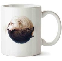 Art Hediye Ying Yang Kurt İki Tarafı Baskılı Kupa Bardak